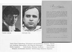 バイロイト時代のプログラム（1979年）音楽助手・演出助手プロフィールのページから〜ちょうど私の右隣がジョエル氏